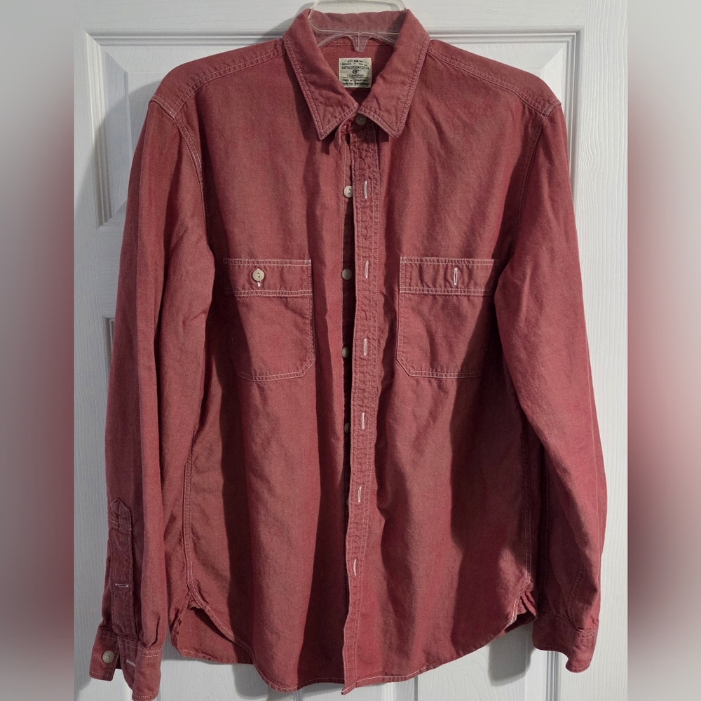 Medium Jcrew Chambray Red Button-Down Shirt - image 1